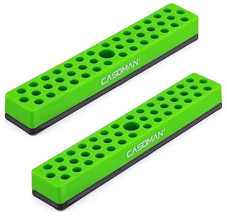 CASOMAN 2PCS 1/4 Hex Bit Organizer with Magnetic Base - Green, 86 Hole