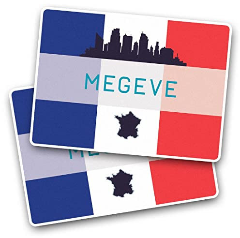 2 x Vinyl Stickers - Rectangle Shape 7.5x5cm Megeve France Travel Fun French Mountains Art Print Decal Laptop Tablet Luggage Car Wall Fridge Door Sticker #59926