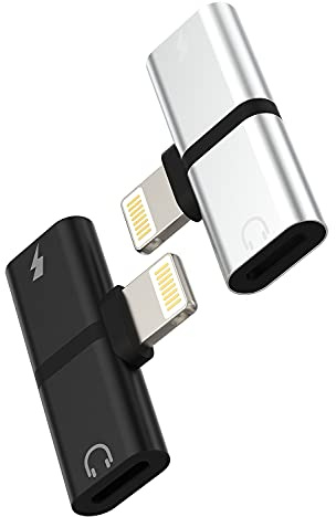 iPhone Charge Headphone Splitter Dongle 2in1(2pack)Audio Adapter Jack Dual Lightning AUX Connector Cable Apple MFI Certified for 14 13 12 11 Pro Max Mini XS X XR 7 8 Plus Charger Music Converter Cord