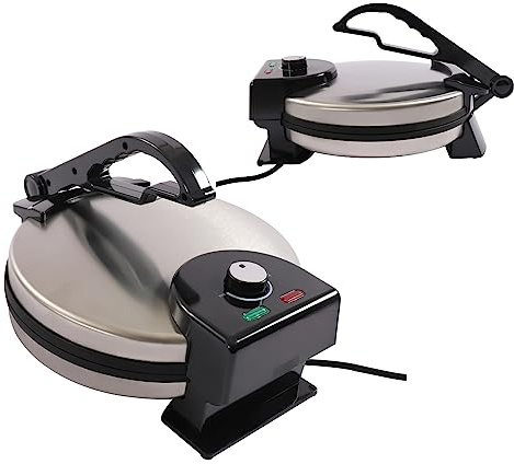 Crepes eléctricas, 1800 W de alto rendimiento de hierro fundido Tortilla, 10 pulgadas de diámetro para hornear, antiadherente, temperatura ajustable para hacer tortillas caseras, tortitas de pan