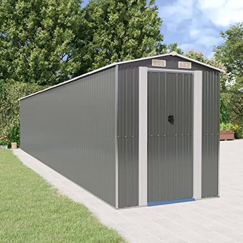 GuyAna Geräteschuppen Hellgrau 192x1021x223 cm Verzinkter Stahl GartengeräTehaus Metall Kleines Gartenhaus GartenhüTte GeräTeschuppen Lagerzelt