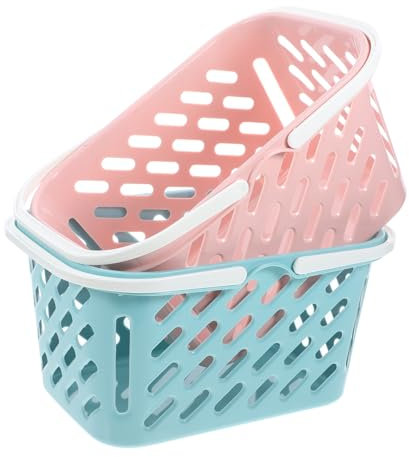 MAGICLULU 2pezzi Cesto Plastica Riutilizzabile Maniglia Piccolo Cestino Portaoggetti Per Doccia e Vasca Da Bagno Organizer Per Cosmetici e Cassettiera
