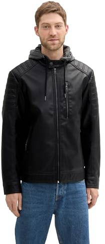 TOM TAILOR herr 1041317 konstläderjacka, 2999-svart, M, 29999 - Svart, M