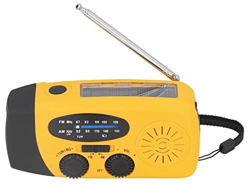 Radio Solaire Étanche IPX3 et Lanterne Multifonctionnelle à Manivelle avec Chargement USB Portable pour Le Camping (Modèle Européen)