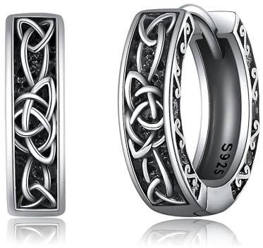 VONALA Wikinger Ring Ohrringe für Herren - 925 Sterling Silber Schmuck - Herren Eisen Ohrringe