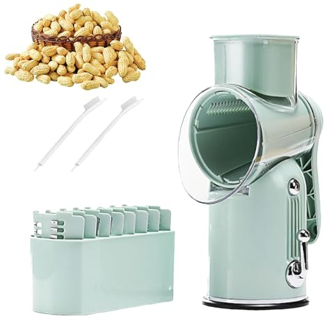 Râpe à fromage à manivelle, râpe à fromage rotative | Trancheuse de cuisine rotative,Râpe à fromage manuelle ronde en acier inoxydable 5 couteaux interchangeables pour pomme de terre noix