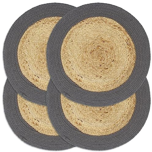 ZEYUAN Mantel Individual 4 uds Yute y algodón Natural Antracita 38 cm, Salvamanteles Individuales, Placemat, Salva Manteles - SPU:133858