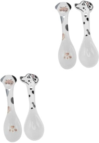 BESPORTBLE 4pcs Ceramic Dog Feeding Spoon Pet Food Scoop Can Spoon Dog Kibble Scoop for Easy Pet Feeding