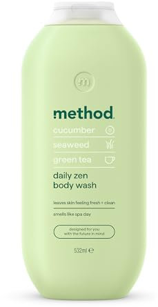 Method Body Wash, Daily Zen, Shower Gel, Vibrant Cucumber, Seaweed and Green Tea Scent, Pack of 1, 532ml