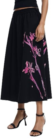 Falda midi orquiídeas