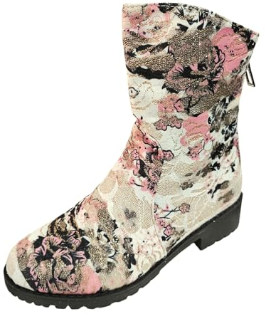 Stivali Donna Tacco Stivaletto Donna con Tacco Stivali Estivi Donna Traforati Morbidi Stivaletti Donna Pelle Stivali Texani Stivali Donna Tacco Largo Cowboy Boots Spessi Cunei