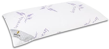 SEASONS - Almohada Viscoelástica 70 cm, con Esencia de Lavanda, Antiácaros y Antibacterias, Relajante, Funda Exterior con Cremallera, Tratamiento con Limpieza de Ozono, Fabricado en España
