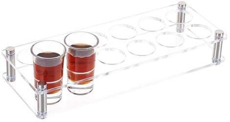 UNICRAFTALE About 12 Shot Glass Tray Holder Acrylic Shot Glasses Holder Wine Glass Cup Serving Tray Cups Organizer Holder Clear Shot Glass Display for Bar Pub Party Family Gathering