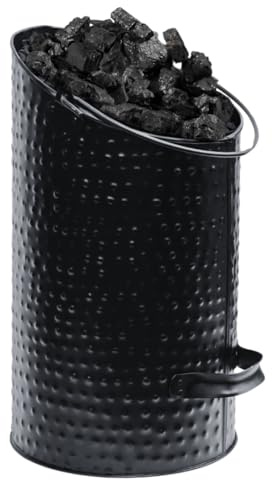 Trendi Hammered Anthracite Coal Bucket Scuttle Hod with Metal Handles | Steel Black Heavy Duty Fireplace Fire Side Powder-Coated Ellipse Galvanised (Hammered Ellipse)