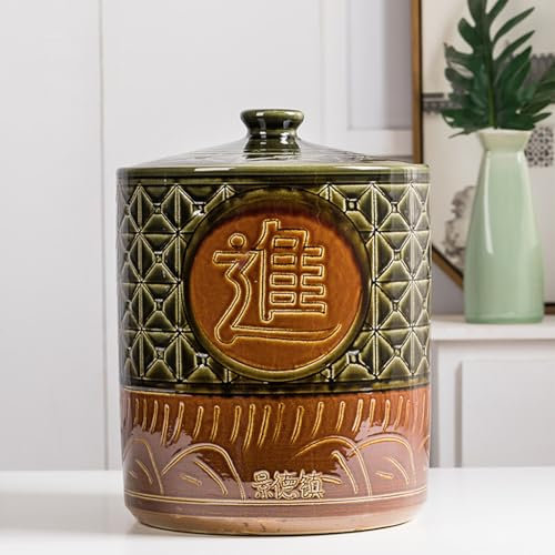 Diodceraic Food Containers Ceramic Rice Jar With Lid Large Kitchen Food Canisters Ceramic Rice Jar With Lid Classic Food Dispensers Ceramic Suitable For Cereal, Flour, Sugar, Coffee, Rice(D-20kg)