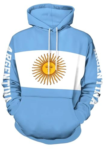 GONMFKM Sudadera con Capucha Unisex, Sudadera con Capucha con Estampado De La Bandera De Argentina para Hombres Y Mujeres, Sudadera con Capucha Harajuku De Poliéster Transpirable Y Cómoda