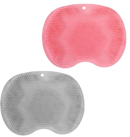 Lot de 2 tapis de douche exfoliants pour le dos, brosse de bain, fixation murale, ventouses coulissantes, coussin de massage pour homme et femme, nettoyant pour le corps, élimine les callosités et les