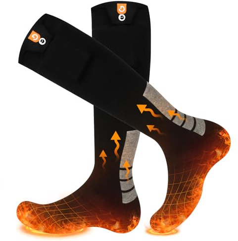 Heated Socks with 4 Heating Levels 6000mAh Rechargeable Electric Heating Socks Washable Thermal Sock Winter Warming Hiking Sock for Adult Men Women Skiing Biking Fishing Running Outdoor Activities