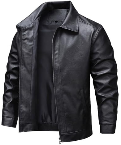NUSGEAR Chaqueta De Motociclista Estilo Retro Vintage De Cuero Para Hombre Cazadora Aviador Abrigos De Piel Sintética Para Hombre Cazadora Chaqueta De Sin Capucha Para Con Cremallera Completa Abrigo