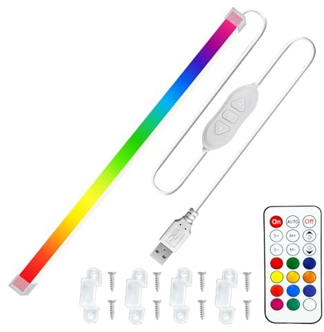 MDee LED Unterbauleuchte 5V, RGB COB LED Streifen, 8W Farbwechsel USB LED Strip mit Fernbedienung, Dimmbar, 800LM, Flexibel, für Schrank, Küche, Kleiderschrank, Schminktisch, Fernseher, 1M