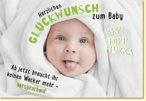 Gutsch Verlag Glückwunschkarte zur Geburt mit süßem Babyfoto und Spruch Hipp Hipp Hurra moderne Geburtskarte für Jungen und Mädchen - mit Umschlag