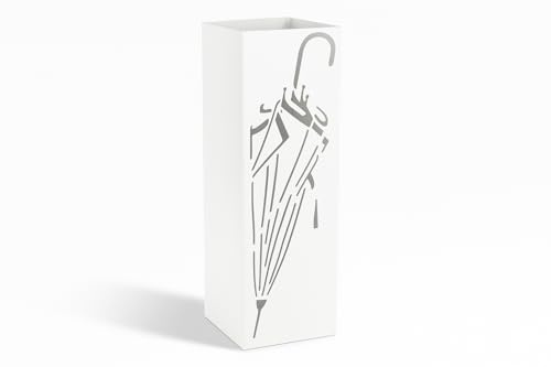 NORDIQ - Paraguero Metálico - Paragueros Modernos y Decorativos - Paragueros Originales para Entrada, Recibidor, Oficina o Comercio | Paragüero de Diseño Elegante y Funcional - Diseño Lineal - Blanco