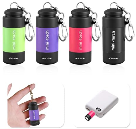 flintronic 4 Stück Mini LED Taschenlampe, Schlüsselanhänger Taschenlampe Klein, USB Rechargeable, für Klettern, Camping, Outdoor, Geschenke zum Kindergeburtstag