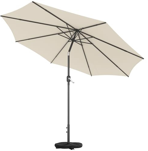 Outsunny Sonnenschirm Neigbar mit Kurbel Kreuzfuß Ø300 cm Cremeweiß