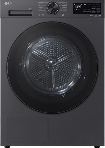 LG RT80X7B Wärmepumpen-Trockner (8 kg, Energieklasse B) mit AI Dry, Dual Inverter, TurboDry, selbstreinigender Kondensator, Schwarz