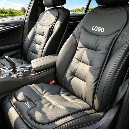 Quilia Cuscino per Sedile Auto Personalizzato con Logo/Nome/Testo | Quilia Cuscino personalizzato per sedile | Cuscino universale in pelle per sedili | Adatto a conducenti uomini e donne