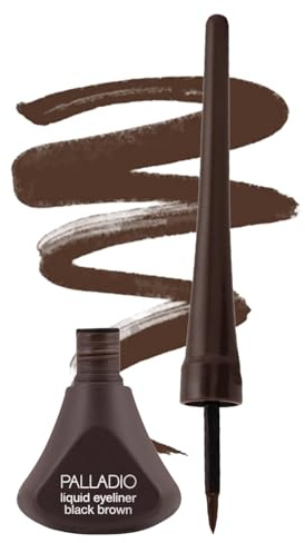 Palladio Liquid Eyeliner, Highly Pigmented and Waterproof Eyeliner, For Intense Eye Definition, Smear-proof Eyeliner Liquid, Includes Easy Grip Wand and Felt Tip Eyeliner Applicator, Black Brown