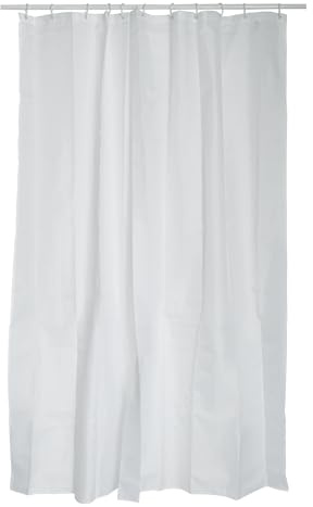 MSV Anti-Schimmel Duschvorhang - Anti-Bakteriell, waschbar, wasserdicht, mit 12 Duschvorhangringen - Polyester, „UNI Weiß“ 120x200cm