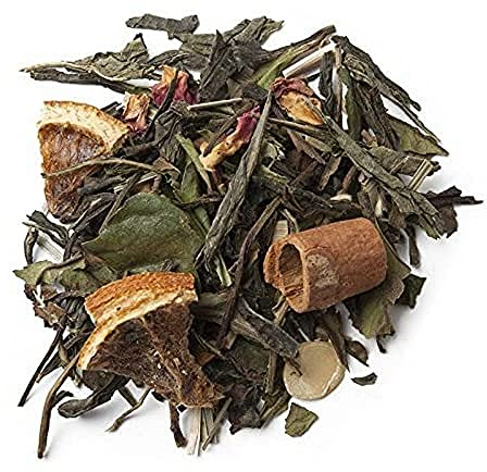 Aromas de Té - Té Verde Y Blanco Andalusí - Con Trozos de Canela, Lemongrass, Almendra, Naranja y Capullos de Rosa - Para Deleitar los Sentidos y Disminuir el Estrés - 75 gr.