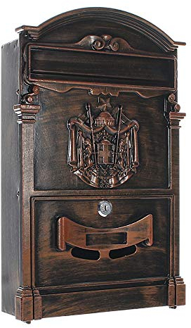 Profirst Boîte aux lettres Mail PM 700 Antique Serrure à cylindre 2 clés lxh 26x41cm Boîte aux lettres murale Porte-étiquette Fenêtre transparente Matériel de fixation