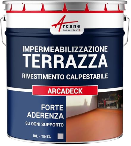 ARCANE INDUSTRIES Membrana líquida transitable, Membrana para terrazas transitable, impermeabilización con ARCATERRASSE - 10 L Gris