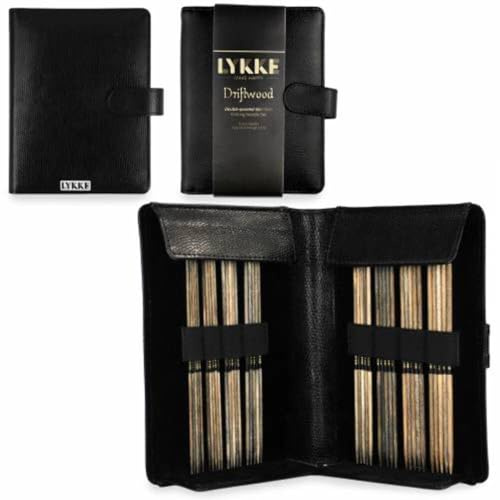 Lykke Driftwood K-LYKKE-DW-6DPSM-SET-FXL Nadelset Nadelspiele, Holz, Schwarz, Small US 0-5 Set in Faux Leather Pouch