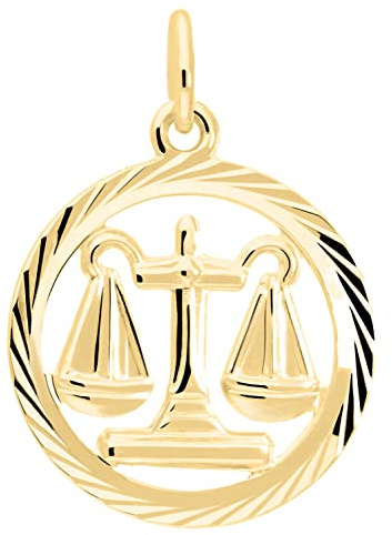 My Gold Damen Herren Kinder Anhänger Sternzeichen (Ohne Kette) Echtes Gelbgold 333 Gold (8 Karat) Ø 15mm Rund Tierkreiszeichen Horoskop Gavno