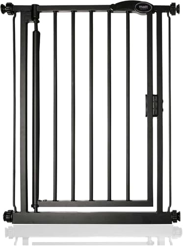 Safetots Barrière de Sécurité à Pression à Fermeture Automatique, Extra Étroite, Barrière d'Escalier à Fermeture Automatique pour Bébé, Barrière de Sécurité, 61cm - 66, 5cm, Couleur Noir Mat