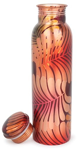 Zap Impex Bouteille d'eau en cuivre pur multicolore pour les avantages ayurvédiques pour la santé Joint Free anti-fuite (cuivre, 900 ml)