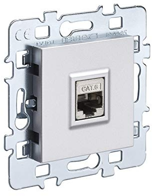 Debflex - Prise RJ45 Cat 6 Ethernet Murale - Bloc Prise Gamme Casual - Mécanisme RJ45 + Cache Alu + Support Métal