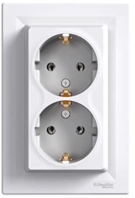 Asfora EPH9900121 Schneider Electric 3606480527753 - Enchufe doble Schuko blanco