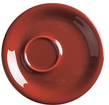 KAHLA 1T3516A93020W Homestyle Untertasse 16 cm siena red mediterranes Geschirr aus Porzellan mit Steingut- und Keramiklook flache Kombiuntertasse für Kaffeetassen und Kaffeebecher rund rot