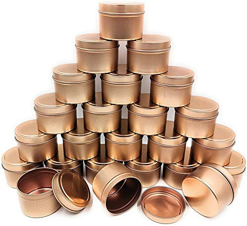 NRANSON Rose Gold Candle Tins - Pack of 24, 4oz Empty Candle Jars for Candle Making, Round Tin Containers with Lids, Perfect for DIY Candle Projects (Rose Gold)