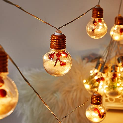 Lichterkette Birnen LED Warmweiß Batterie, Lichtergirlande Girlande Weihnachten Weihnachtsgirlande mit Beleuchtung Deko, Kabellos Weihnachtsbeleuchtung Weihnachtsdeko Weihnachtsgeschenke