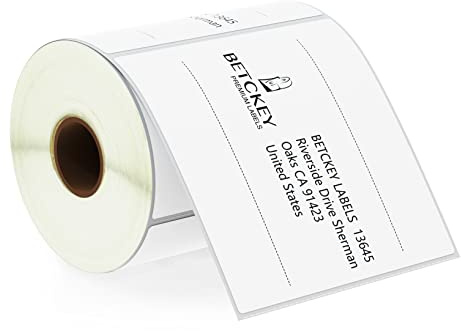 BETCKEY - 102mm x 102mm(4 in x 4 in) Perforated Etichette Termiche per Spedizione e Grandi Quadrate Compatibile con stampanti Zebra e altre [1 Rotolo/350 Etichette]