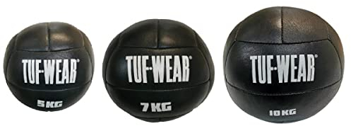 Tufwear Echtleder Medizinball 5 kg, 7kg, 10 kg Fittnessstudio, Kampfsport Studio Qualität