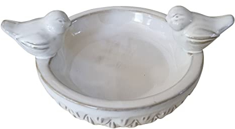 Fachhandel Plus Vogeltränke Keramik Gartendeko Shabby chic Vogelbad Futterschale Vogelbecken