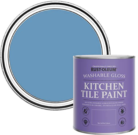 Rust-Oleum abwaschbare Küchenfliesenlack in blau mit Hochglanz Finish - Kornblumenblau 750ML