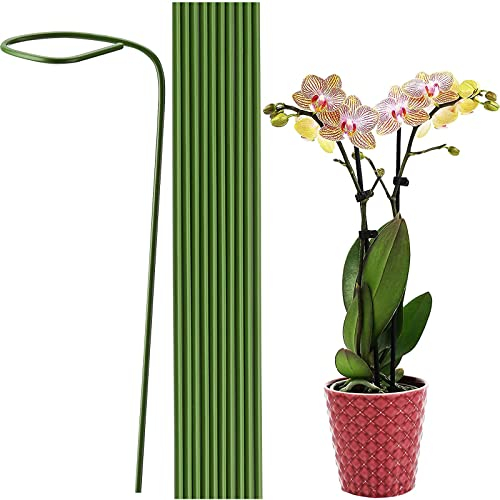 Plant Support Sticks 40cm Green Plant Stake Single Stem Support Floral Sticks Garden Flower Stick Plant Stick for Garden Home Floral Picks Gardening Tripods Making 20PCS