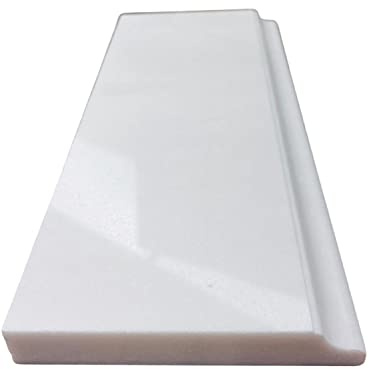 Tenedos 5x12 Pure White Thassos Bianco Marble Baseboard Tile Trim Molding Polished Finish for Bathroom Wall Floor Backsplash Accent (Box of 5 Pieces)